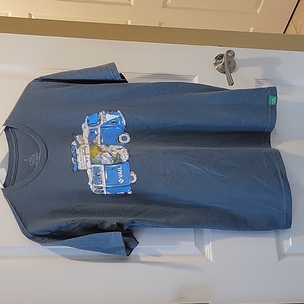 Vail blue t-shirt w/details logo Wild Tribute4TheForests short sleeved Van Logo